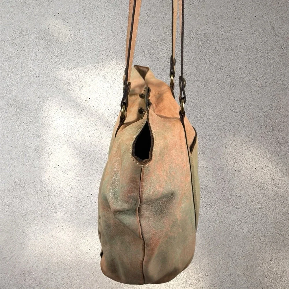 Patricia Nash‎ Large Leather Benvenuto Boho Western Distressed Boho Tote Bag